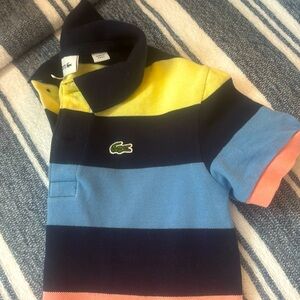 Cute multi colored stripped Lacoste polo